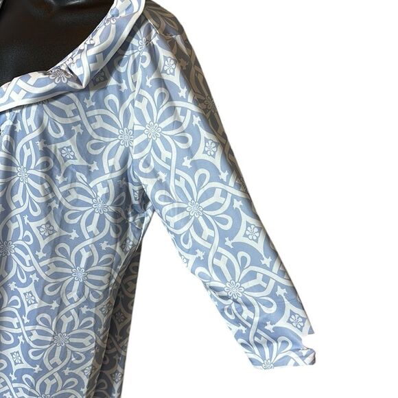 Gretchen Scott ruffle neck dress pale blue piazza diva xxxl nwt old money - Picture 4 of 7